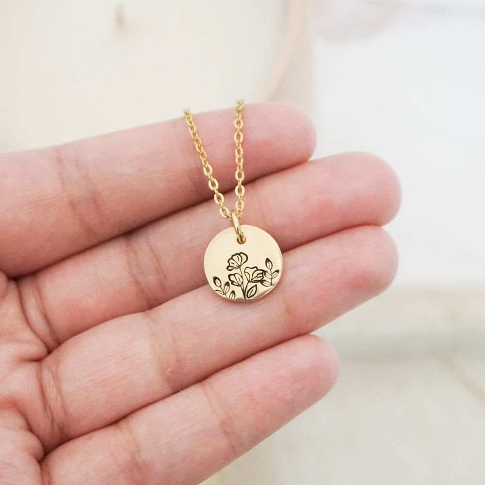 
            
                Load image into Gallery viewer, Bloom Birth Flower Gold Necklace
            
        