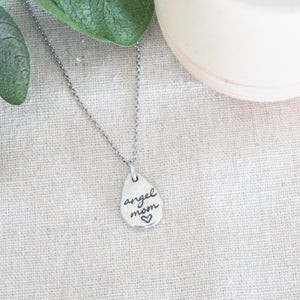 
            
                Load image into Gallery viewer, Angel Mom Teardrop Necklace
            
        